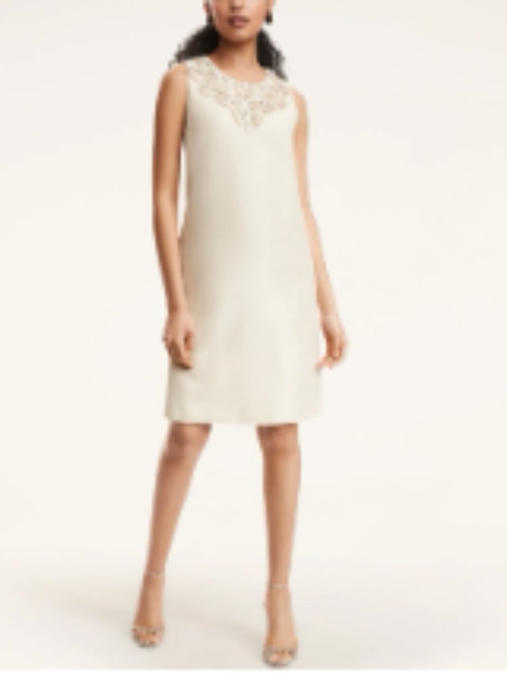Brooks Brothers Beige Beaded Neckline Shift Dress New With tags